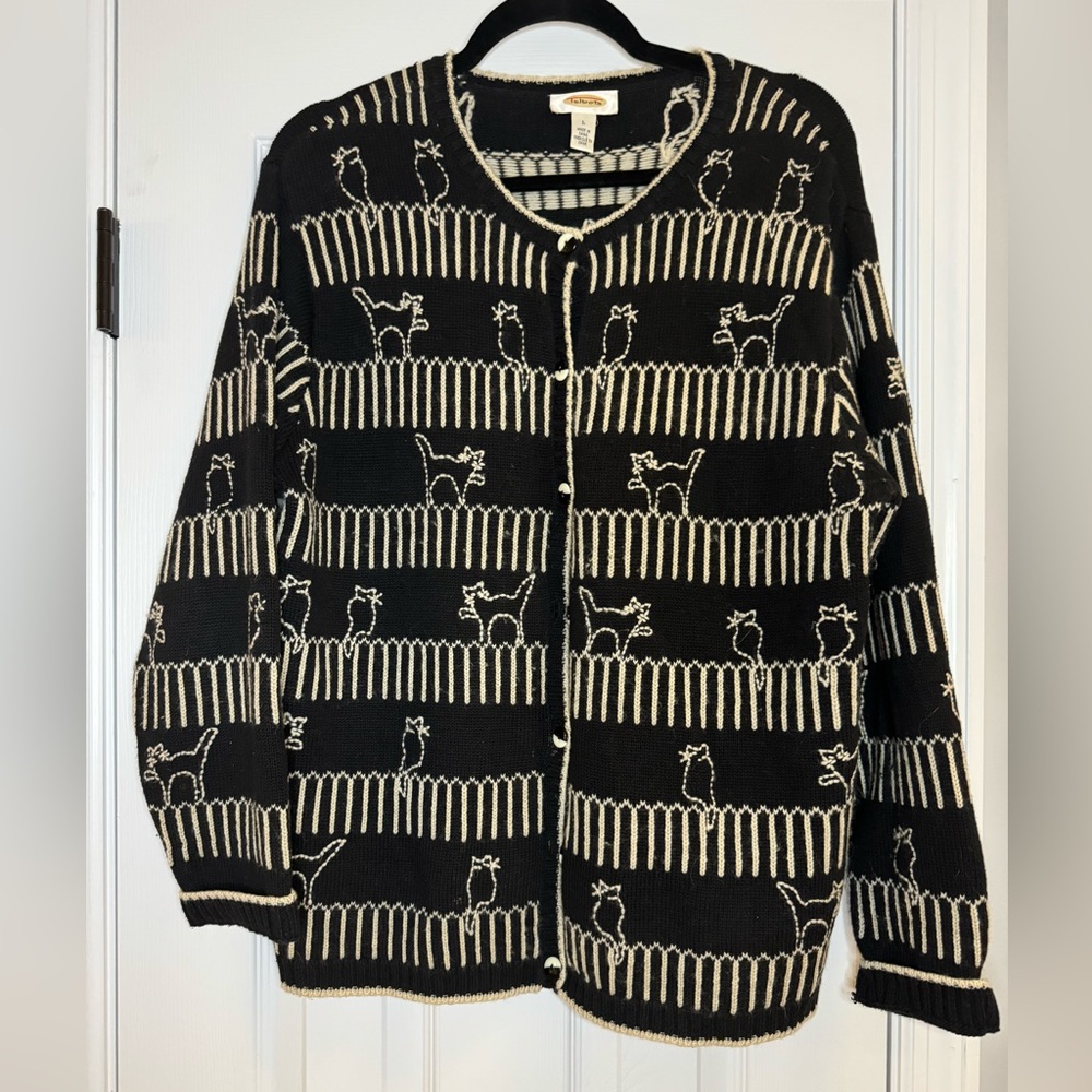 Talbots Size Large Cat Cardigan